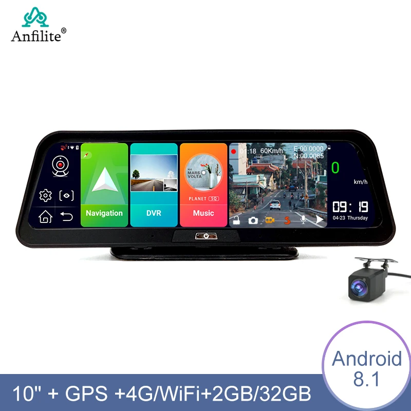 Anfilite 10-дюймовый Android 8 1 ADAS GPS-навигатор 2 ГБ + 32 10 в видеорегистратор Автомобильный