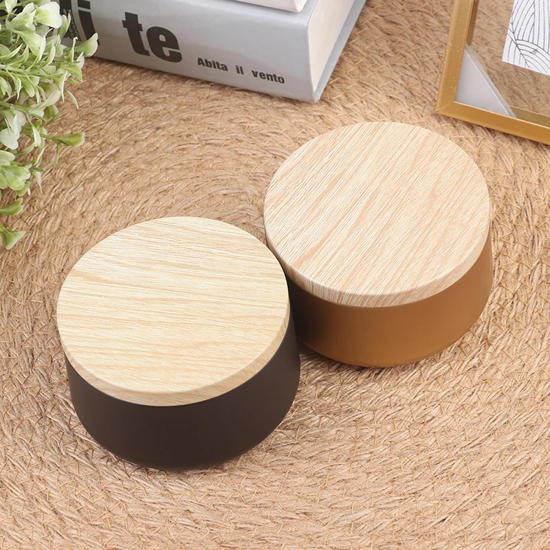 New Candle Jars Candle Box Tinplate Can Wood Grain Lids Cosmetic Pot Containers herve gambs eau italienne fragranced candle