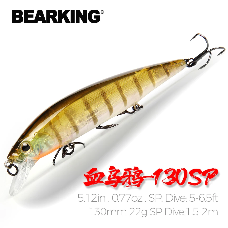 Crank-Bait Wobbler-Model Minnow Fishing-Lures Tungsten-Weight-System BEARKING 130mm Hot
