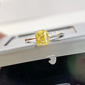 1.25CT Yellow High Carbon Diamond Silver Ring 100%-S925 Silver Wedding Party Fine Jewelry Wholesale 3