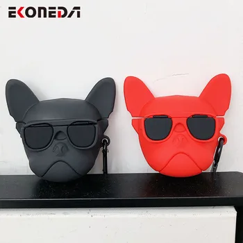

EKONEDA Cartoon Cool Bulldog Case For Airpods 2 Silicone Animal Protective Soft Cover For Airpods Case
