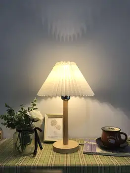 

Factory direct selling KD solid color series lampshade with rubber wood base bedside table lamp desk lamp