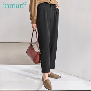 

INMAN 2020 Spring New Arrival Literary Retro Medium Waist Loose and Slim Turnip Pants With Pockets