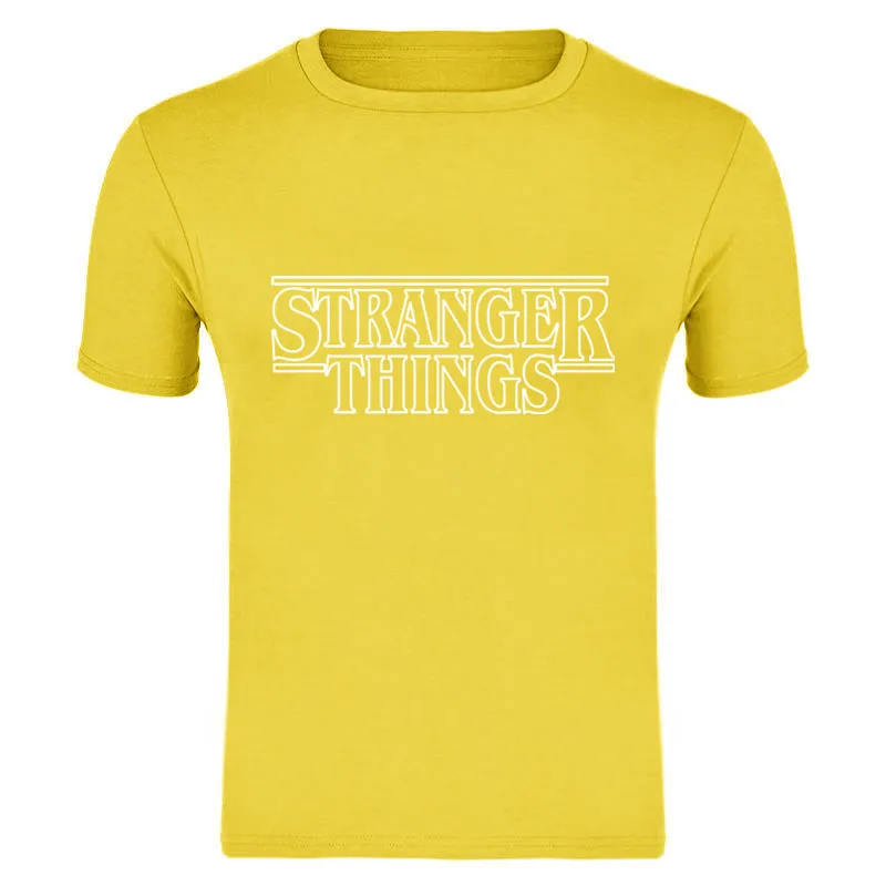 yellow STRANGER THINGS Mens T-Shirts Summer cotton Short Sleeve T Shirts New casual Tee Shirts Male T shirt S-XXXL - Цвет: yellow