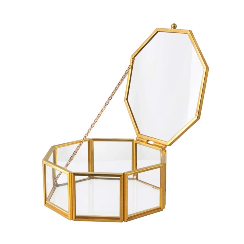 

Glass Jewelry Box, Geometric Jewelry Box, Jewelry Trinket Glass Box, for Storage and Display Rings, Earrings and Flower