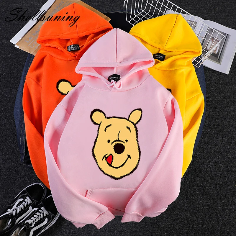 

Shellsuning Sweatshirt Women Bear Cartoon Anime Funny Kawaii Print Harajuku Winter Hoodies Woman Ins Loose Soft Thicken Tops