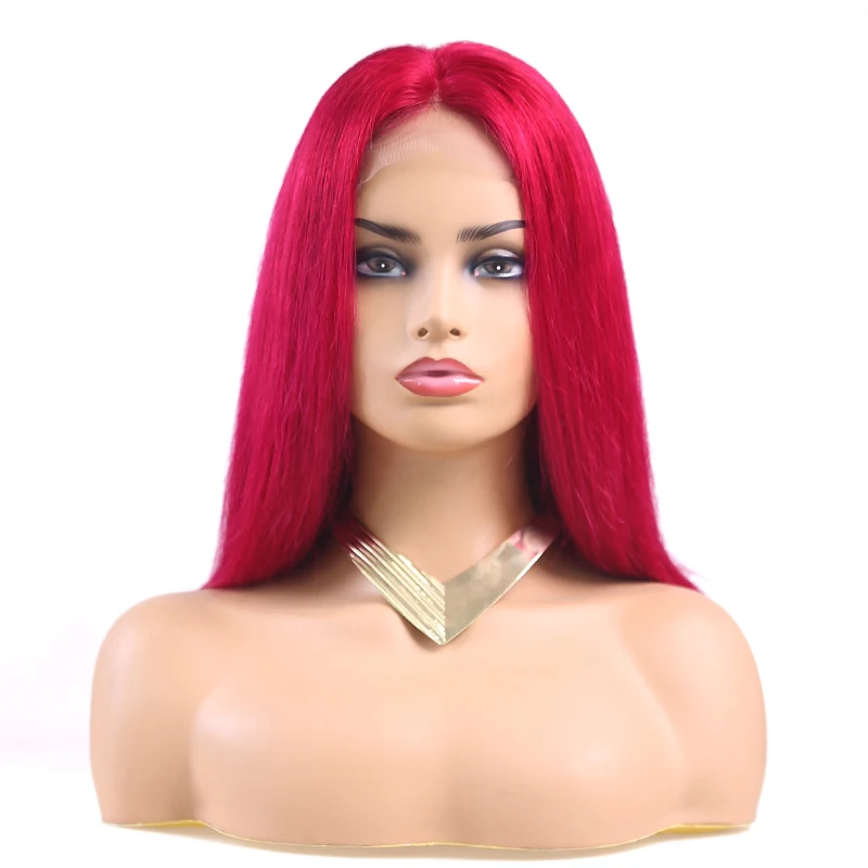 99J/Burgundy Short Bob Human Hair Wigs 4x4 Lace Closure Wig Pre Plucked Brazilian Straight Lace Front Wigs For Women Remy Hair