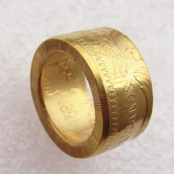 

Coin Ring Handmade from Mexico 50 Peso Coin 1943 "Date" Inside of the Ring Real Gold Plated Handcraft US Size 8-16#