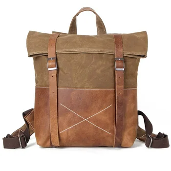 

Canvas Backpack Rucksack Vintage Waterproof Travel Bag Leather Casual School Shoulder Bags Mochila Backpack