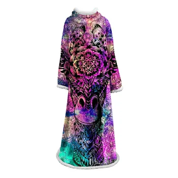 

2019 Nordic 3D Anime Plush Weighted Blanket with Sleeves Cotton Wool Winter Warm Wool Adult Children's Shawl Sofa TV Soft Robe