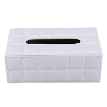 

Durable Home Car Rectangle PU Leather Tissue Box Paper Holder Case Cover Napkin white