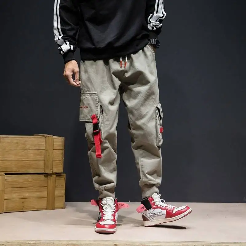 Брюки карго для мужчин плюс размер лоскутное уличная карман джоггеры свободные хип хоп Эластичный пояс лодыжки длина брюки Techwear