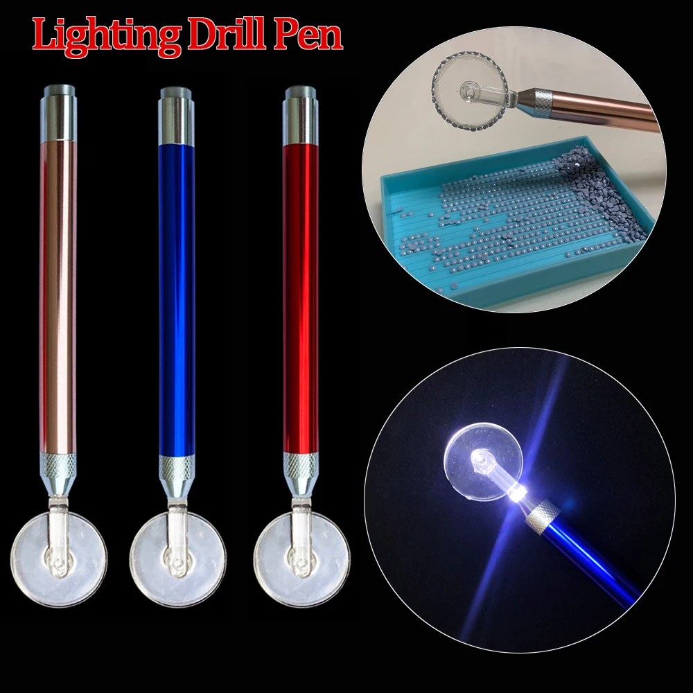 Plastic Diamond Painting Drill Pen with LED Light for DIY Embroidery