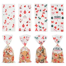 

50pcs Santa Snowman Snowflake Printing Plastic Gift Packaging Pouches Christmas Party Bakery Cookies Snack Biscuit Candy Pouches