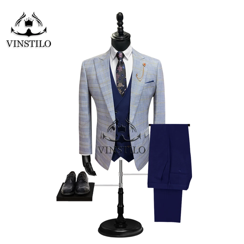 2020 Men's Business Plaid Jacket Plain 