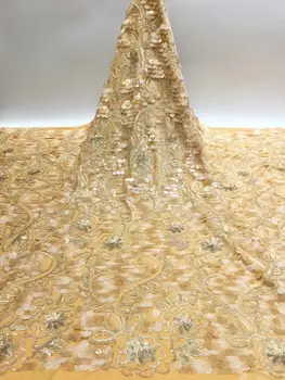 

High-end fashion Latest 2019 African velvet fabric 5yard two-color sequins Nigerian velvet fabric high quality for women dresses