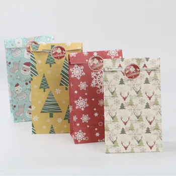 

24pcs Christmas Packaging Candy Dragee Gifts Paper Bag for The New Year 2020 Noel Xmas Chocolate Food Cookies Wrapping Paper