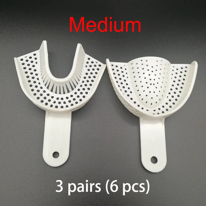3pairs M (6pcs) 10 шт./компл. для зубных слепков пластмассовые лотки без сетчатый лоток стоматологические инструменты стоматология лабораторный Материал зубной держатель Лотки - Color: 3pairs M (6pcs)