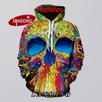 

new hoodies 3d print psychedelic ghost harajuku sweashirts/pants winter jacket men short homme clothes men hip hop streetwears
