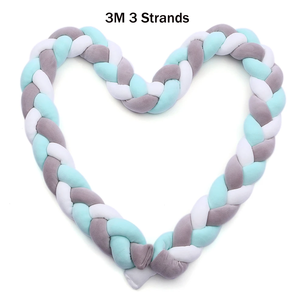 3M 3 Strands 3 м 4 нити оплетка Детские кроватки бампер узлом накладка на перила кроватки «дышащая» Подушка колодка детская постельное для колыбели номер Декор защита для кроватки - Цвет: 3M 3 Strands