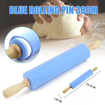 

Silicone Rolling Pin Non Stick Surface Wooden Handle 1.97X15.15inch Rolling Pin LAD-sale