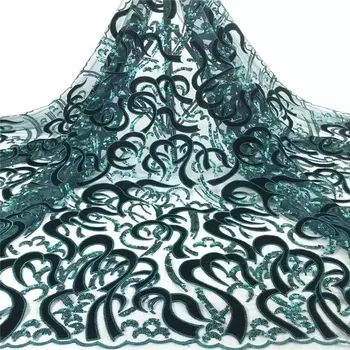 

2019 High Quality French Tulle Lace African Lace Fabric Sequins Embroidered Lace Nigerian Lace Fabric For Wowen Dressss cd66-335