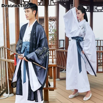 

2020 hanfu chinese song ming dynasty with obi chinese hanfu men and women hanfu dalam tv cosplay hanfu balcek and white printed