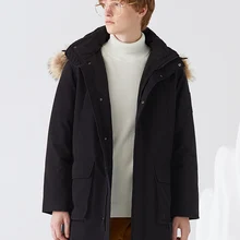 SEMIR пуховик мужской Зимний средней длины утолщенный меховой воротник куртка со стоячим воротником и капюшоном сохраняет тепло coldbreak пуховик мужской