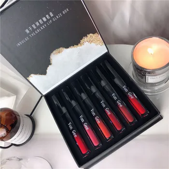 

Matt lip glaze 5 colors smiling face lipstick waterproof easy to color makeup gift box Pumpkin color cherry color tomato color