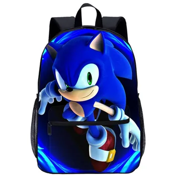 

17 Inch Backpack Sonic Hedgehog Schoolbag Pattern Students School Bags Large Capacity Cartoon Anime Teenagers Book-Bags C307