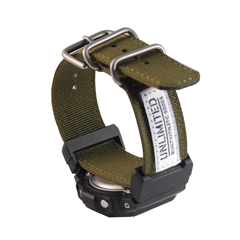 Нейлоновый ремешок NATO для GA 110/ 100 DW 5600 GW 6900 серебряное кольцо с пряжкой браслет