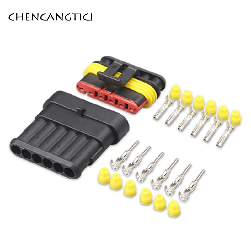 1 Set 1 2 3 4 5 6 Pin Super Seal AMP Electrical Connector Automotive Waterproof Xenon Lamp Male And Female Plug for Car