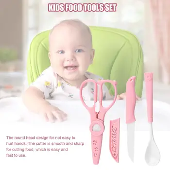 

Three-piece Kitchen Tools Set Ceramic Kitchen Tool Set Scissors Fruit Cutter Kitchen Gadgets Convenient Practical Baby Food Tool