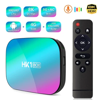 

HK1 BOX 8K 4GB 128GB TV Box Amlogic S905X3 Android 9.0 Smart TV BOX 1000M Dual Wifi Google Player Netflix Youtube Media Player