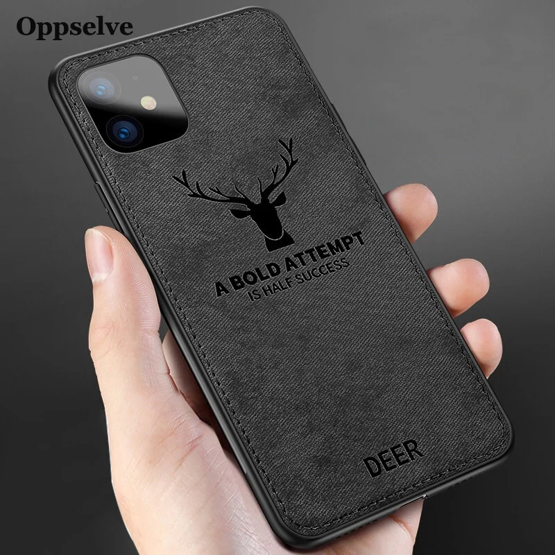 

Deer Luxury Cloth Mobile Phone Case For iPhone 7 8 6 6S Plus X Xs Max Xr 11 Pro Max Textile Phone Case Protective Cover Coques