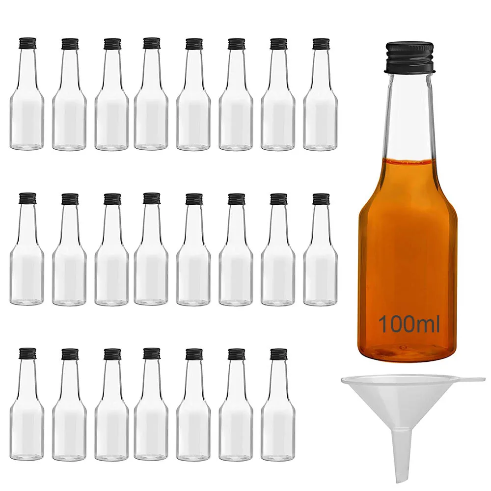 24Pcs 100ml Plastic Mini Liquor Bottles Empty Spirit & Liquid Funnel Miniature for Wedding party Bottle | Компьютеры и офис