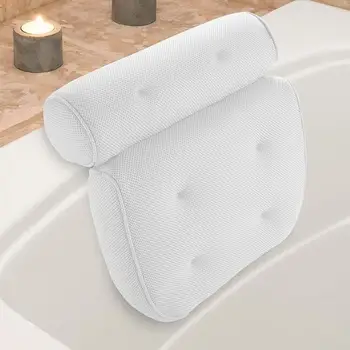 

3D Mesh Spa Bath PillowBreathable with Suction Cups Neck and Back Support Spa Pillow for Home Hot Tub Bathroom Accessories