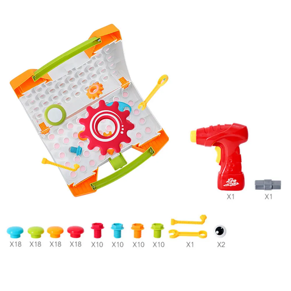 Детские игрушки, электрическая дрель, гайка, инструмент для разборки, развивающие игрушки, сборные блоки, наборы, дизайнерские строительные игрушки для мальчиков - Цвет: 119pcs