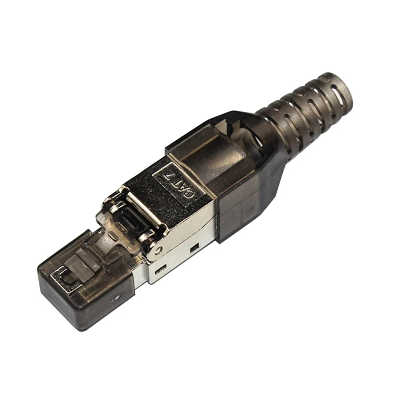 Cat7 RJ45 Crystal Plug Head Tool-less Connector No Crimp Tool-Less Cat7 30u Ethernet Network Shielded Connector 