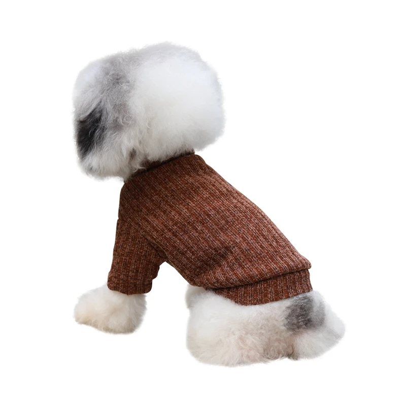 Однотонный свитер для домашних собак; одежда унисекс; сезон осень-зима; теплая простая вязаная одежда для домашних животных; свитер с воротником под горло для маленьких и средних собак