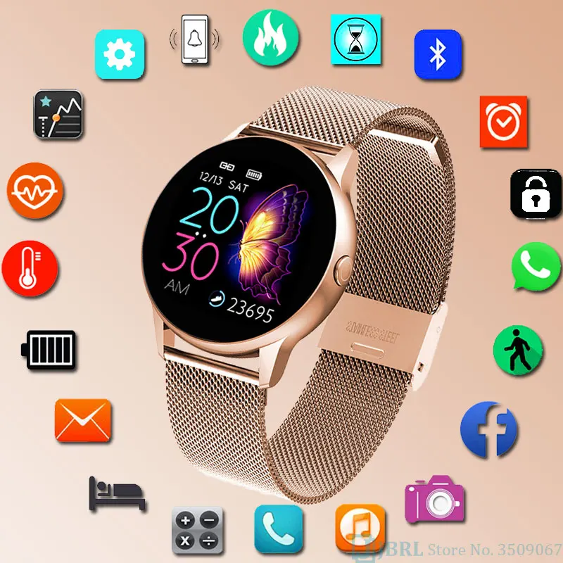 Модные полностью сенсорные Смарт часы для женщин и мужчин женские ECG Android IOS