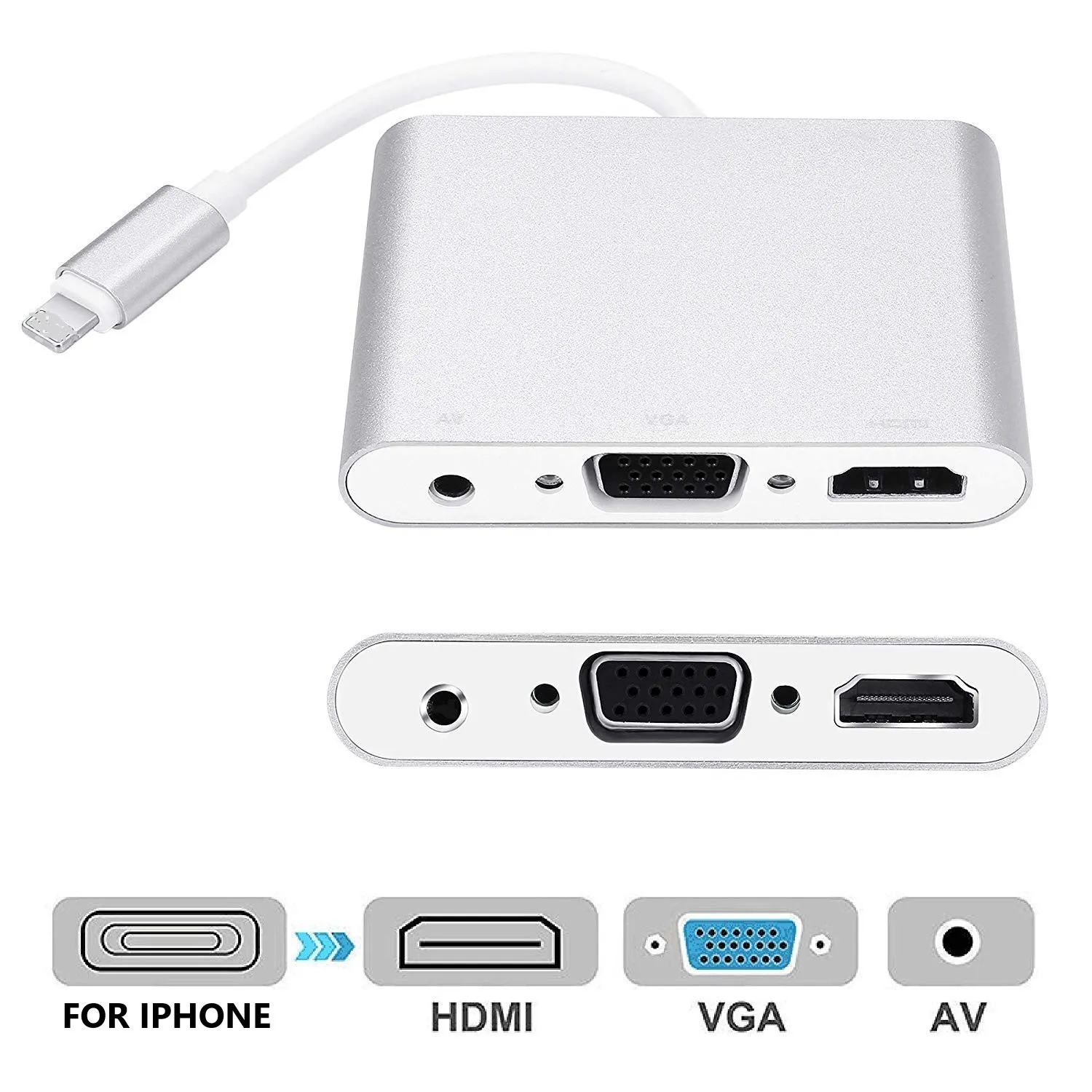 4 в 1 цифровой аудио видео преобразователь ТВЧ-сигналов для Lightning-VGA HDMI AV адаптер для iPhone Xs X 8 7 6 plus для iPad Air/mini/pro