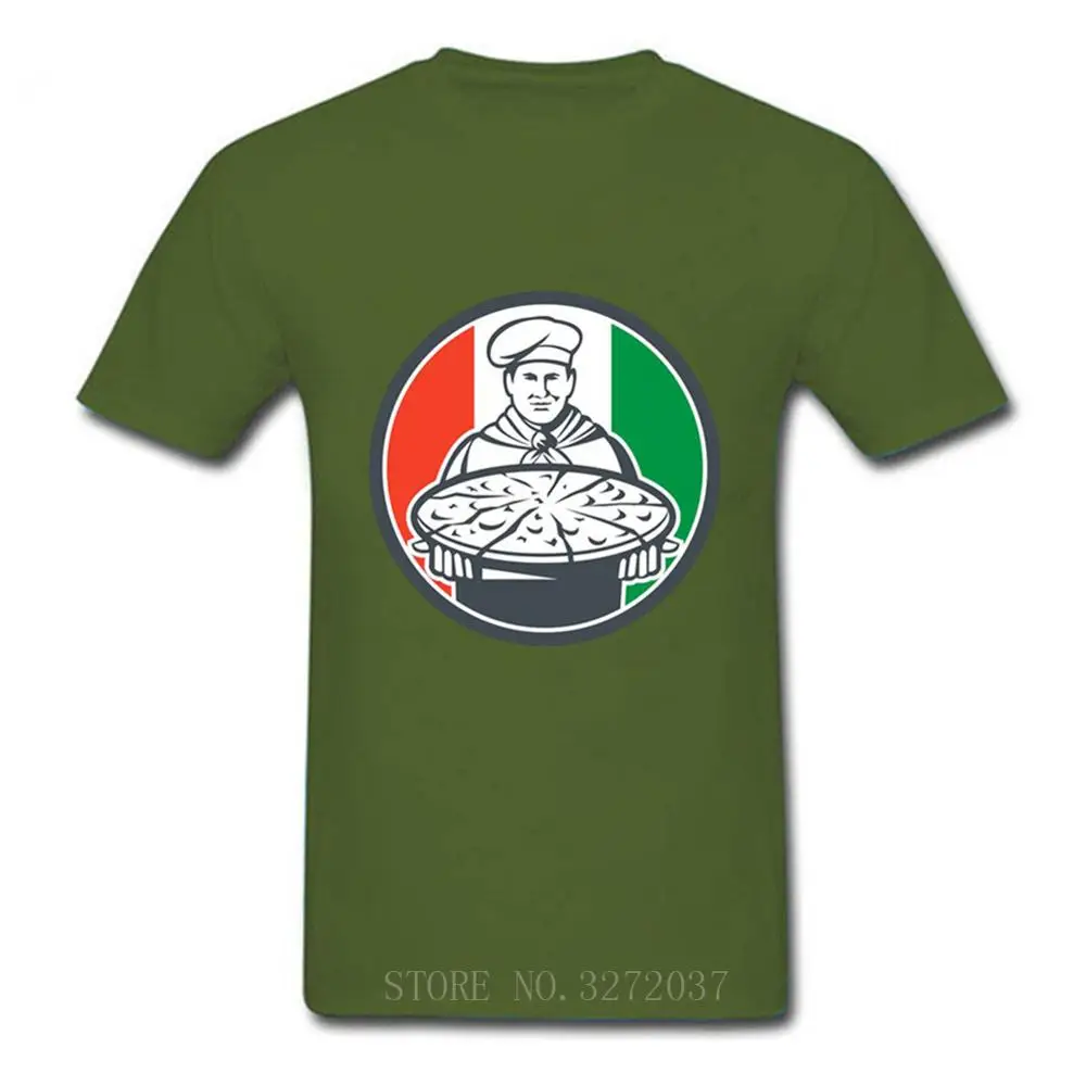 Итальянский флаг с надписью Pizza Для мужчин 'S футболка, Т-футболка Для мужчин летние хлопковые футболки с коротким рукавом и О-образным вырезом футболка - Цвет: olive