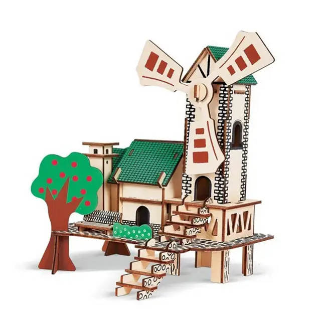 2Pcs Architectural Puzzles Safe Hand-eye Coordination Kids Assembly Puzzle Educational Toys Kids Montessori Toys for Children 1