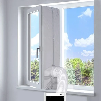 

400cm Window Seal for Portable Air Conditioner and Tumble Dryer,Sealing AC with Adhesive Fastener,Easy to Install - Gray