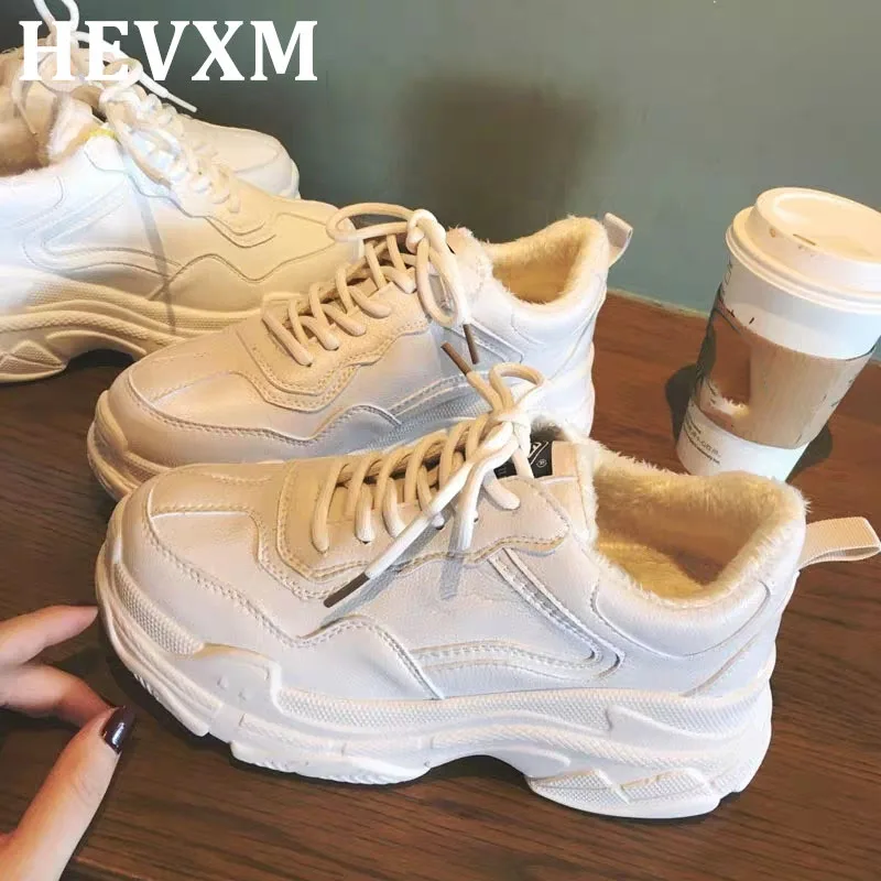 Зимняя женская обувь HEVXM 2019 теплая плюшевая повседневная модные кроссовки на