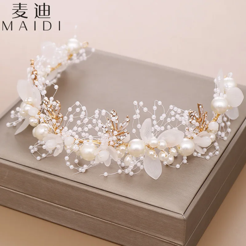 

Children Headdress Girls Hair Accessories Princess Headband Floral Headdress Garland Korean-style GIRL'S Pearl Hair Bands Hair B