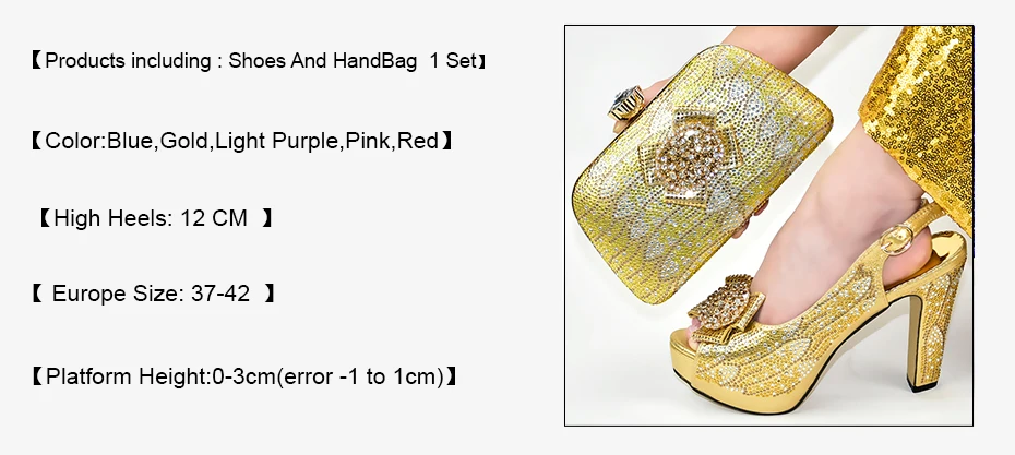 Модный комплект из туфель и сумочки в итальянском стиле, для вечерние в женская свадебная обувь для Для женщин туфли в африканском стиле и сумочки в тон, украшенные Стразы