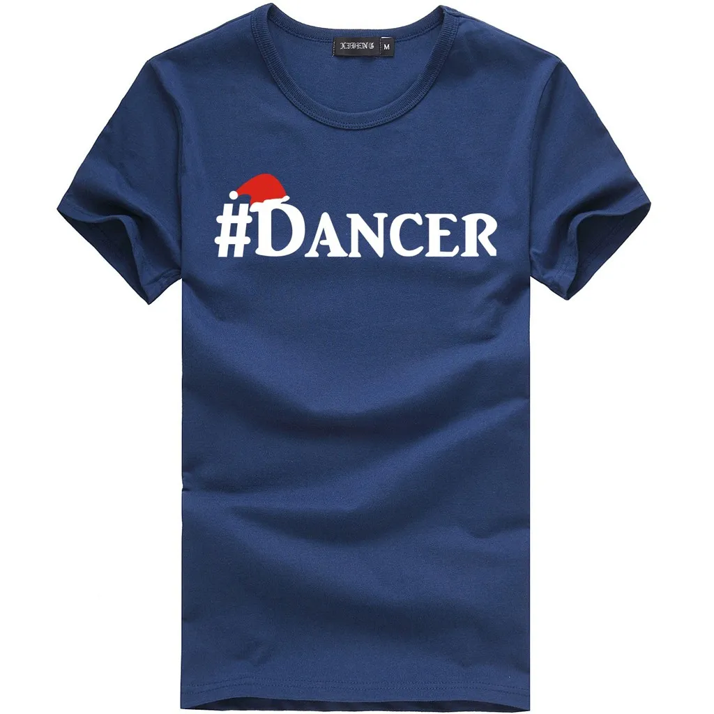 Feitong T-Shirt s, мужские вечерние повседневные футболки с надписью DANSER, Рождественская футболка с круглым вырезом и коротким рукавом, футболка, Мужская футболка