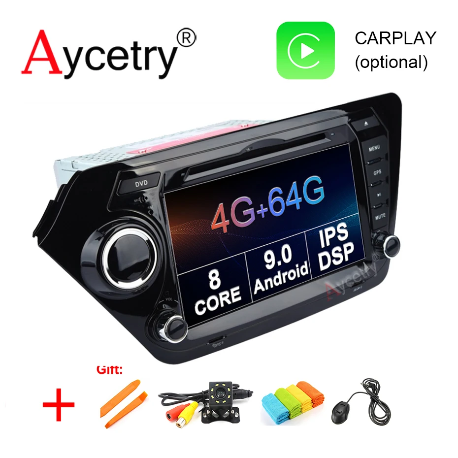 

4G+64G 8 CORE 2 Din android 9.0 car dvd player gps navigation for Kia k2 RIO 2010 2011 2012 2013 2014 2015 car radio stereo DSP